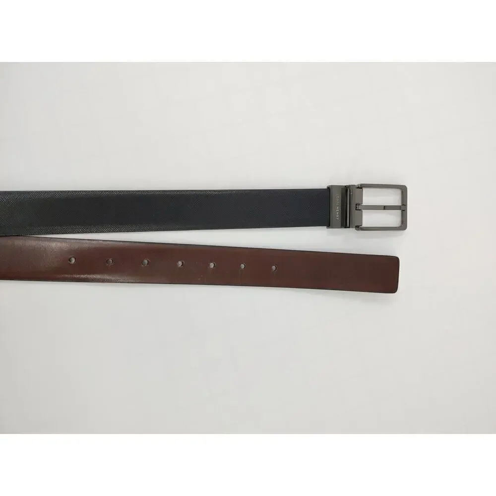 John Henry Reversible Belt Mens 34 Black-Brown Bonded-Leather Classic‎ Workwear